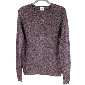 Zara Womens Medium Cranberry Heathered Sweater
